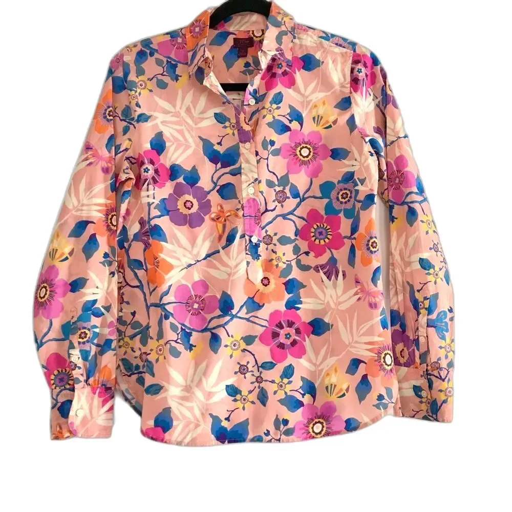 Liberty Art Fabrics for J. Crew Partial Button Down Floral Print Top Size 2